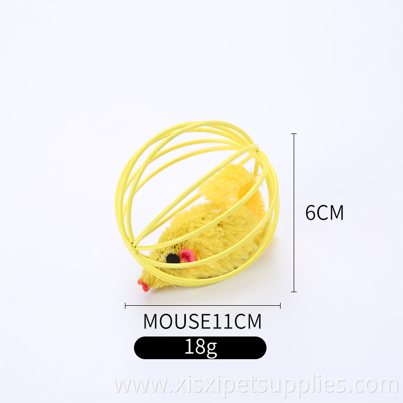 pretty color mouse in cage for cat playing cat products